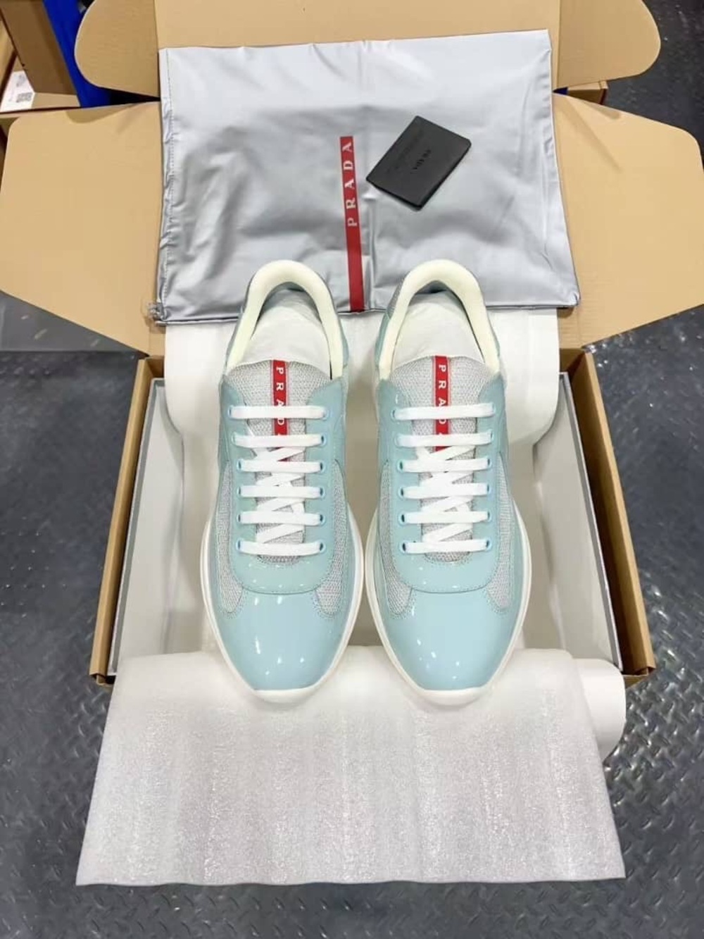 Prada Men’s Mint Blue Low-Top Sneakers